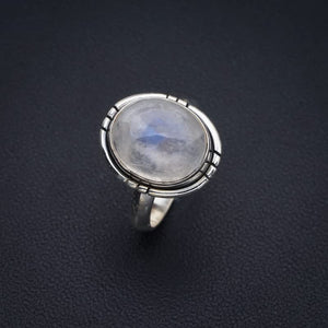 StarGems  Natural Moonstone Handmade 925 Sterling Silver Ring 5 F2739