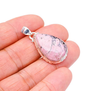 StarGems® Natural Rhodonite Handmade 925 Sterling Silver Pendant 1.25" F3598