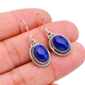 StarGems  Natural Lapis Lazuli Handmade 925 Sterling Silver Earrings 1.25" F5664