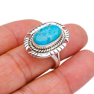 StarGems  Natural Turquoise Pigeon Handmade 925 Sterling Silver Ring 9.5 F2341