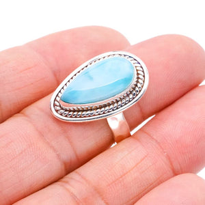 StarGems® Natural Larimar Handmade 925 Sterling Silver Ring 7 F0864