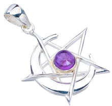 StarGems  Natural Amethyst Star And Moon Handmade 925 Sterling Silver Pendant 1.75" F5353