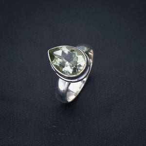 StarGems® Natural Green Amethyst Handmade 925 Sterling Silver Ring 7.75 F2447