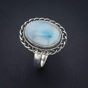 StarGems® Natural Larimar Handmade 925 Sterling Silver Ring 11.5 F3099