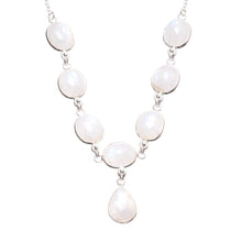 StarGems® Natural Rainbow Moonstone Handmade Unique 925 Sterling Silver Y Necklace 17.25" T8553