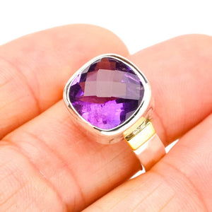 StarGems  Natural Amethyst Handmade 925 Sterling Silver Ring 8.75 E9250