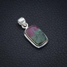 StarGems  Natural Ruby Zoisite Handmade 925 Sterling Silver Pendant 1.25" F4653