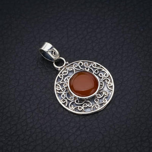 StarGems  Natural Carnelian Handmade 925 Sterling Silver Pendant 1.25" F5180