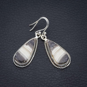 StarGems  Natural Zebra Calcite Handmade 925 Sterling Silver Earrings 1.75" F5512