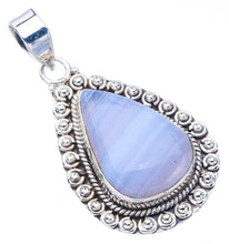 StarGems  Natural Blue Lace Agate Handmade 925 Sterling Silver Pendant 1.75" F4925