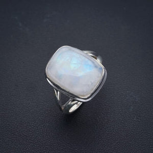 StarGems® Natural Moonstone Handmade 925 Sterling Silver Ring 7.25 F0761