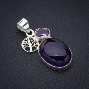 StarGems  Natural Amethyst Tree Handmade 925 Sterling Silver Pendant 1.5" F5314