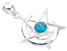 StarGems® Natural Copper Turquoise Star And MoonHandmade 925 Sterling Silver Pendant 1.75" F3886