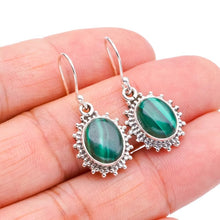 StarGems  Natural Malachite Handmade 925 Sterling Silver Earrings 1.25" F5628