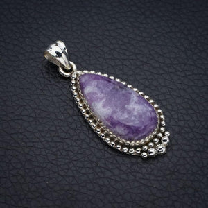 StarGems  Natural Purple Lepidolite Handmade 925 Sterling Silver Pendant 1.75" F4047