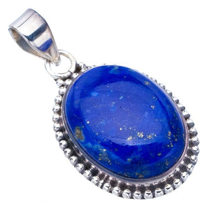 StarGems  Natural Lapis Lazuli Handmade 925 Sterling Silver Pendant 1.5" F5367