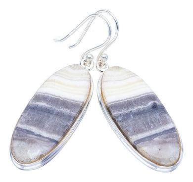 StarGems  Natural Zebra Calcite Handmade 925 Sterling Silver Earrings 1.75