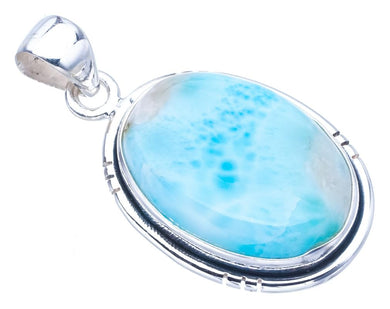 StarGems  Natural Larimar Handmade 925 Sterling Silver Pendant 1.5