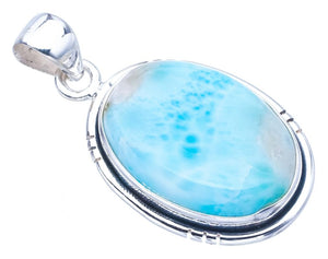 StarGems  Natural Larimar Handmade 925 Sterling Silver Pendant 1.5" F3335