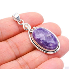 StarGems  Natural Purple Lepidolite Handmade 925 Sterling Silver Pendant 1.75" F4042