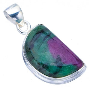 StarGems  Natural Ruby Zoisite Handmade 925 Sterling Silver Pendant 1.5" F4662