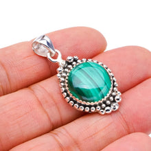 StarGems® Natural Malachite Handmade 925 Sterling Silver Pendant 1.5" F3689