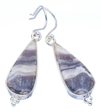 StarGems® Natural Zebra Calcite Handmade 925 Sterling Silver Earrings 1.75