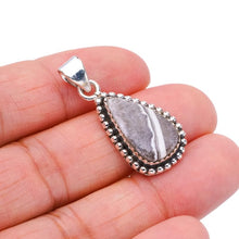 StarGems  Natural Zebra Calcite Handmade 925 Sterling Silver Pendant 1.25" F4563