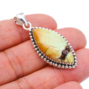 StarGems® Natural Australian Variscite Handmade 925 Sterling Silver Pendant 1.75" F4390