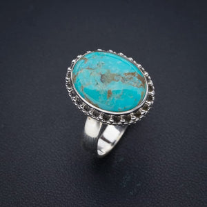 StarGems  Natural Turquoise Handmade 925 Sterling Silver Ring 9 F0411