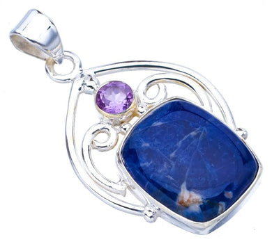 StarGems® Natural Sodalite Amethyst Handmade 925 Sterling Silver Pendant 1.5