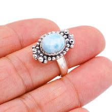 StarGems® Natural Larimar Handmade 925 Sterling Silver Ring 8 F1566