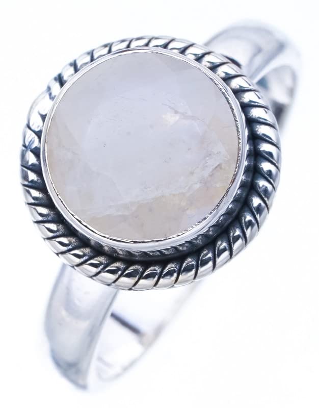 StarGems® Natural Moonstone Handmade 925 Sterling Silver Ring 8 F0613