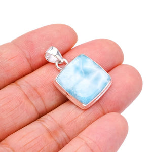 StarGems  Natural Larimar Handmade 925 Sterling Silver Pendant 1" F3448