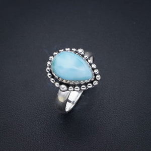 StarGems  Natural Larimar Handmade 925 Sterling Silver Ring 8 F1445