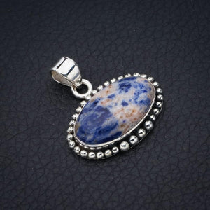 StarGems  Natural Sodalite Handmade 925 Sterling Silver Pendant 1.25" F4992