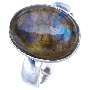 StarGems  Natural Labradorite Handmade 925 Sterling Silver Ring 8 F0157