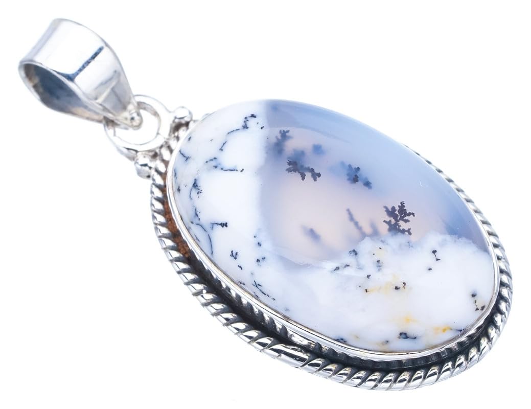 StarGems® Natural Dendritic Opal Handmade 925 Sterling Silver Pendant 1.5