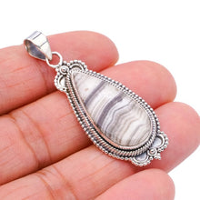 StarGems  Natural Zebra Calcite Handmade 925 Sterling Silver Pendant 2" F4569