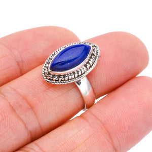 StarGems  Natural Lapis Lazuli Handmade 925 Sterling Silver Ring 6.5 F1844