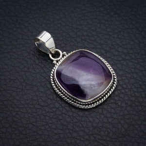 StarGems  Natural Chevron Amethyst Handmade 925 Sterling Silver Pendant 1.5" F4084