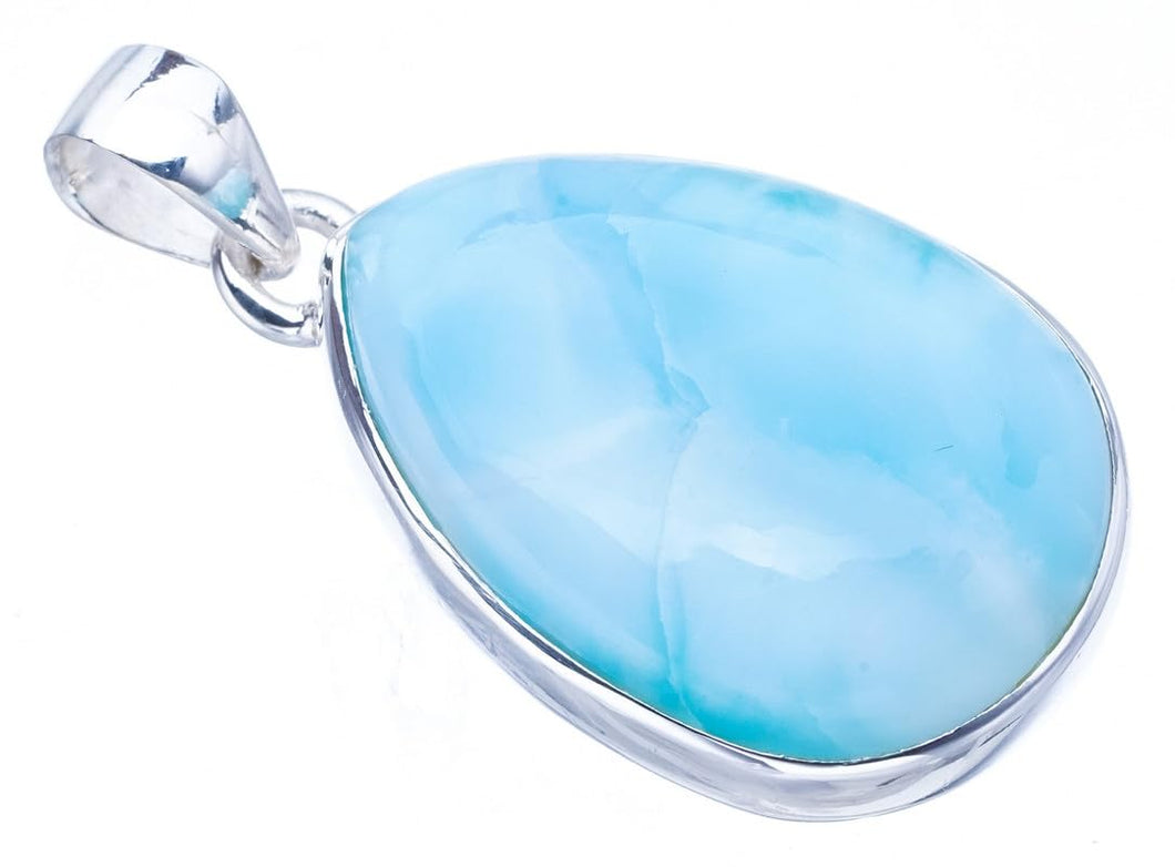 StarGems  Natural Larimar Handmade 925 Sterling Silver Pendant 1.5