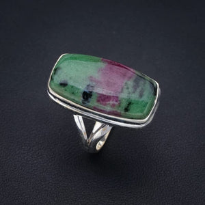 StarGems® Natural Ruby Zoisite Handmade 925 Sterling Silver Ring 7.75 F1652