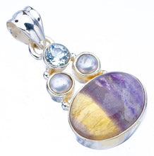 StarGems  Natural Fluorite River Pearl And Zircon Handmade 925 Sterling Silver Pendant 1.5" F4596