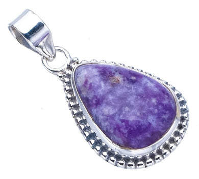 StarGems  Natural Purple Lepidolite Handmade 925 Sterling Silver Pendant 1.25