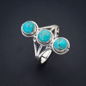 StarGems  Natural Turquoise Handmade 925 Sterling Silver Ring 8.75 F0403