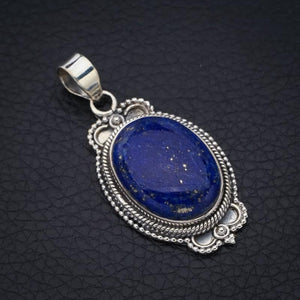 StarGems® Natural Lapis Lazuli Handmade 925 Sterling Silver Pendant 1.75" F5369