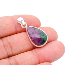 StarGems  Natural Ruby Zoisite Handmade 925 Sterling Silver Pendant 1.25" F4633