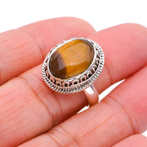 StarGems® Natural Tiger Eye Handmade 925 Sterling Silver Ring 7.75 F1125