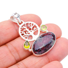 StarGems  Natural Eudialite Peridot TreeHandmade 925 Sterling Silver Pendant 1.75" F4781